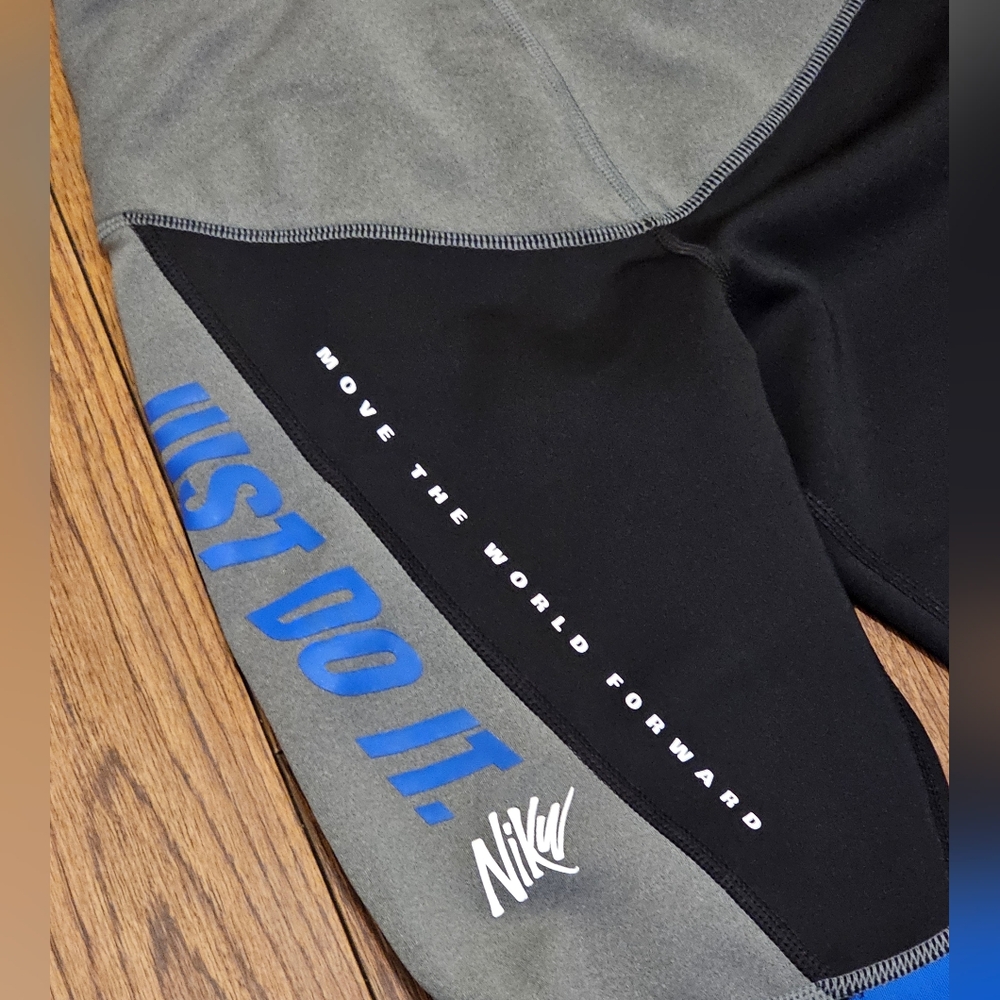 Nike Dri-Fit Hyper‎ Power Speed Running Pants Mesh Knee Sz S Black Blue Athletic - Picture 2 of 9